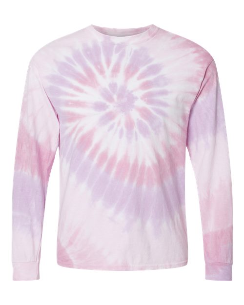 Multi-Color Spiral Tie-Dyed Long Sleeve T-Shirt | USA Decoration