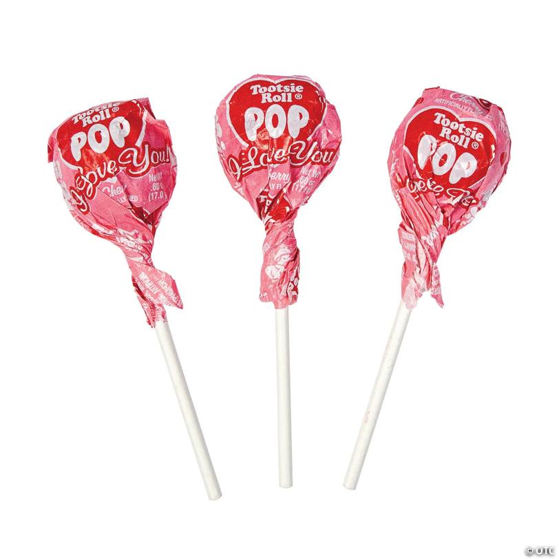 9.6 oz. Valentine's Day Tootsie Roll Pops Cherry Candy - 17 Pc. | USA Decoration®