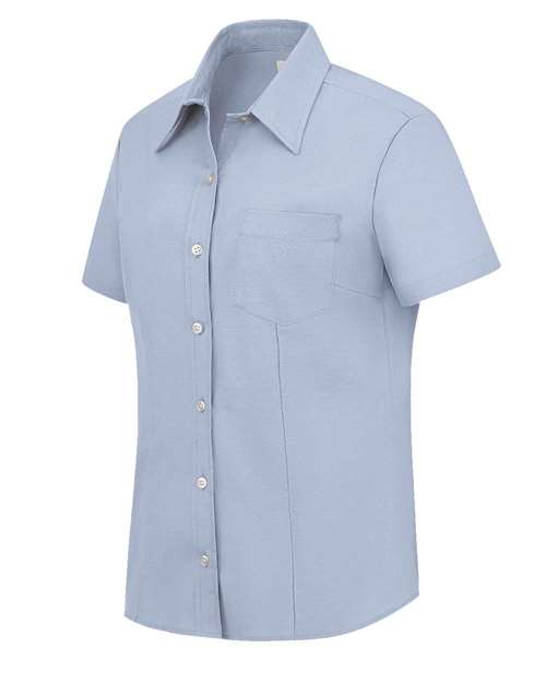 Women's Short Sleeve Stretch Oxford Shirt | USA Decoration