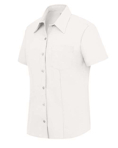 Women's Short Sleeve Stretch Oxford Shirt | USA Decoration