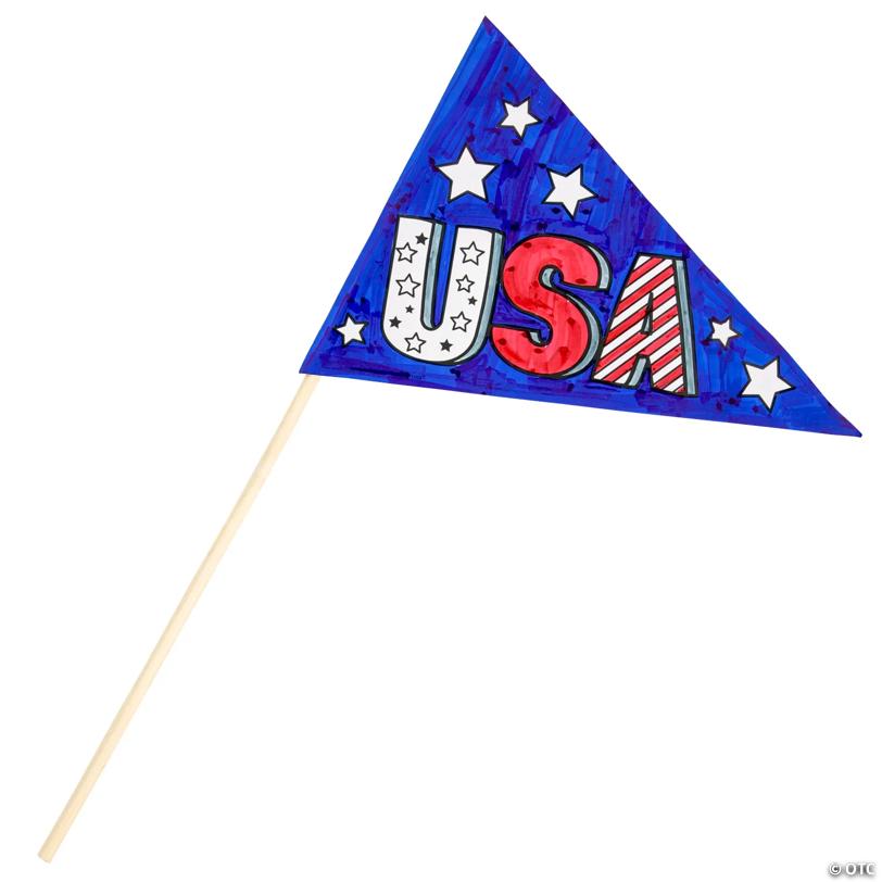 9 1/2" x 15" Color Your Own Patriotic Pennant Flags - 24 Pc.