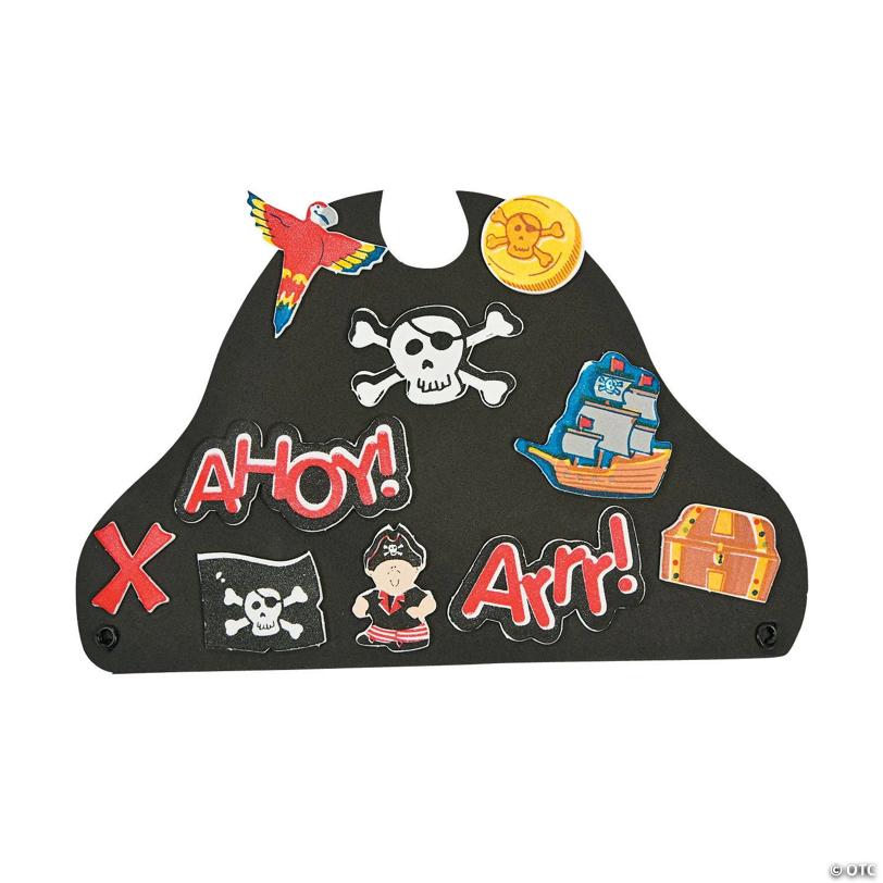 9 1/2" x 6" Fabulous Foam Black Pirate Hat Craft Kit - Makes 12
