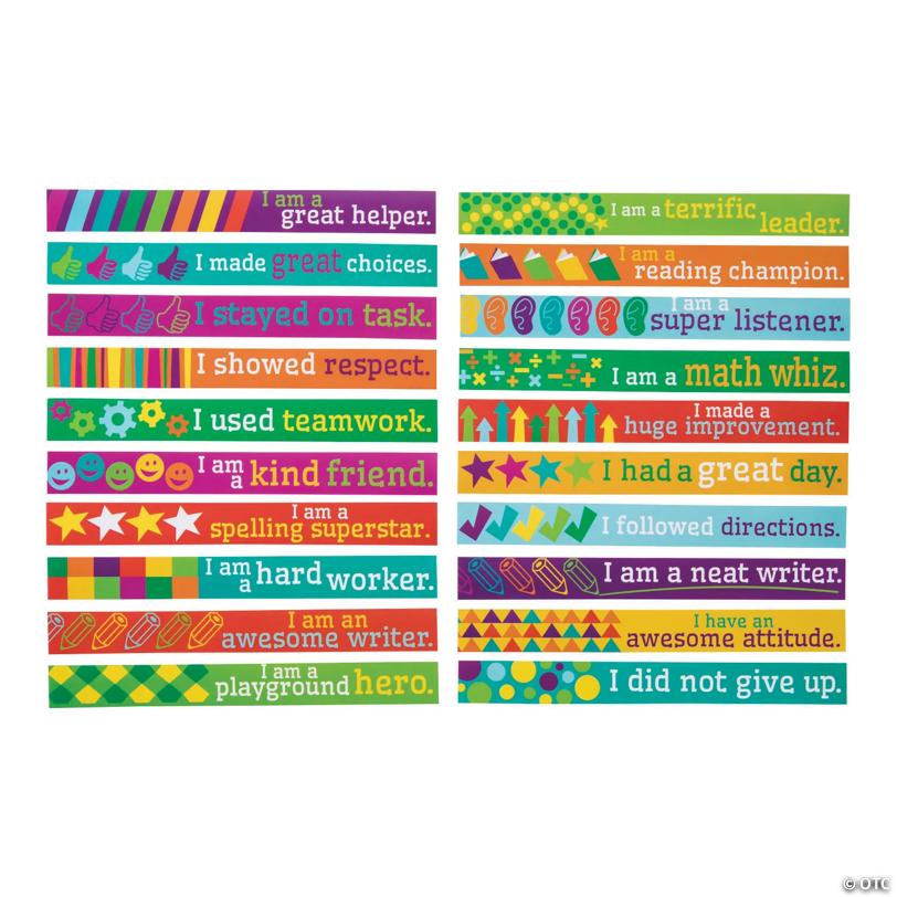 9" Bulk 100 Pc. Positive Reinforcement Motivational Self-Adhesive Bracelets