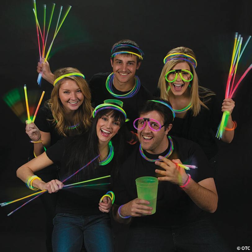 9" Bulk 50 Pc. Tri-Color Plastic Glow Sticks Assortment
