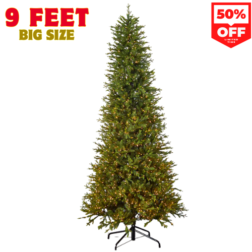 9' Slim Southern Fir Tree with 1500 3mm Lights Elegant Pre-Lit Christmas Tree