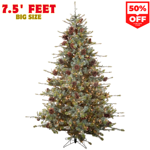 7.5' Mammoth Pine Christmas Tree with 900 Lights Large Pre-Lit Holiday Tree