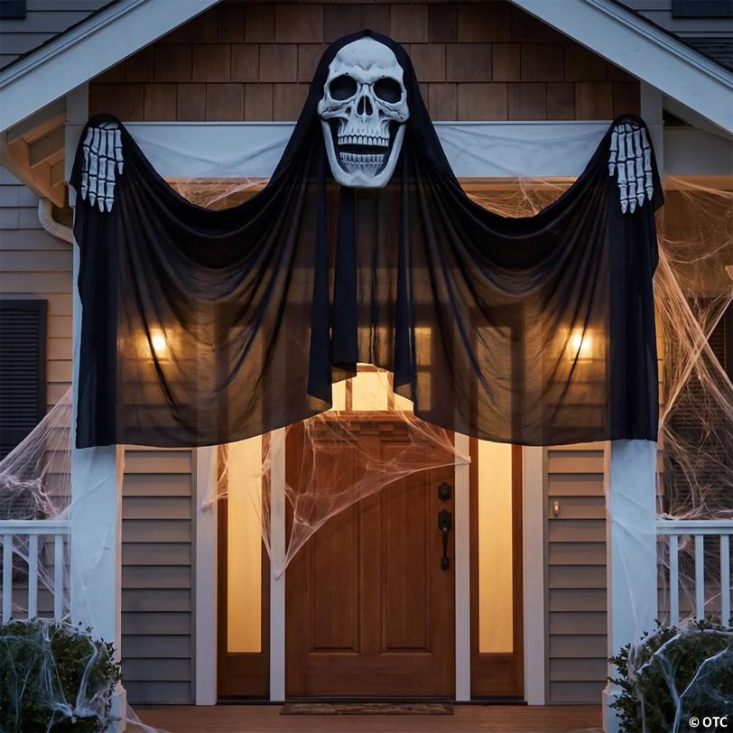 9 Ft. 9" Hanging Skeleton Reaper Curtain Halloween Decoration