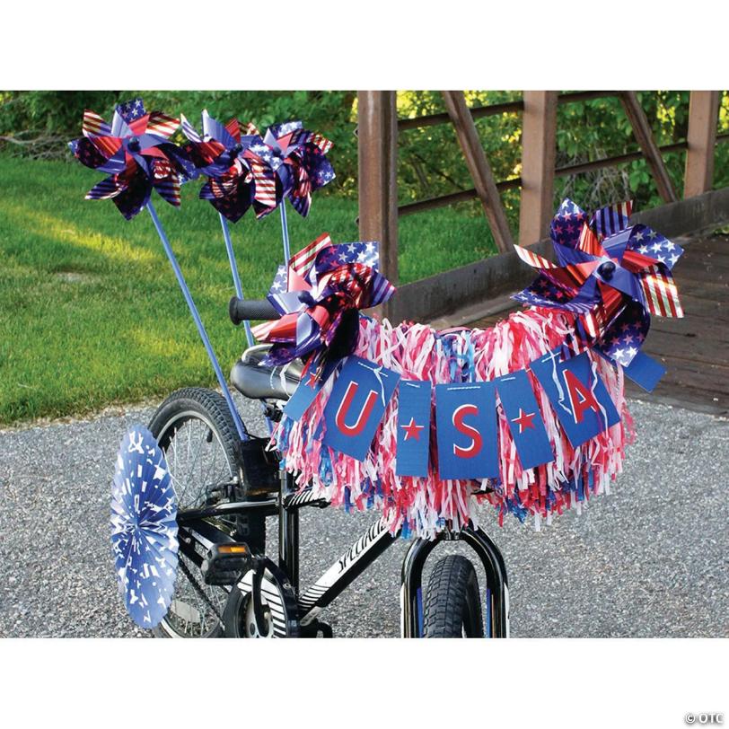 9" Jumbo Patriotic American Flag Metallic Foil Pinwheels - 12 Pc.