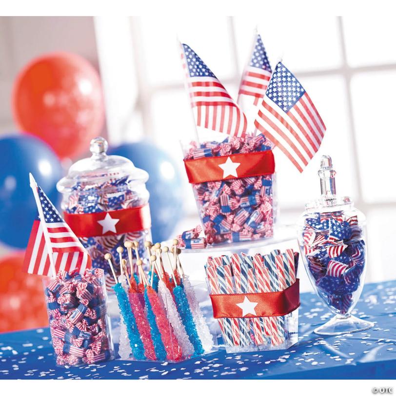 9 oz. Patriotic Fruit-Flavored Rock Candy Lollipops - 12 Pc.