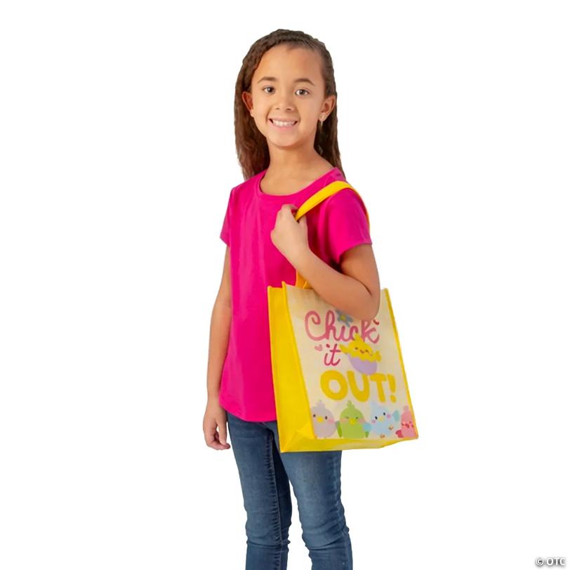 9" x 11" Medium Easter Whimsy Laminated Nonwoven Shopper Tote Bags – 12 Pc.