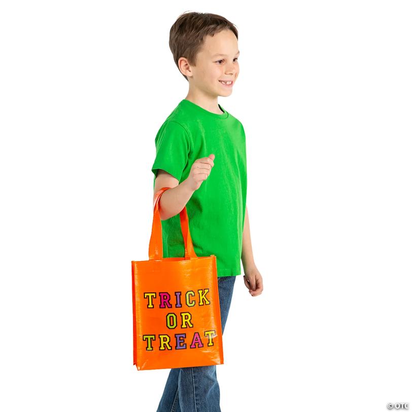 9" x 11" Medium Halloween Trick-or-Treat Laminated Shopper Tote Bags - 12 Pc.
