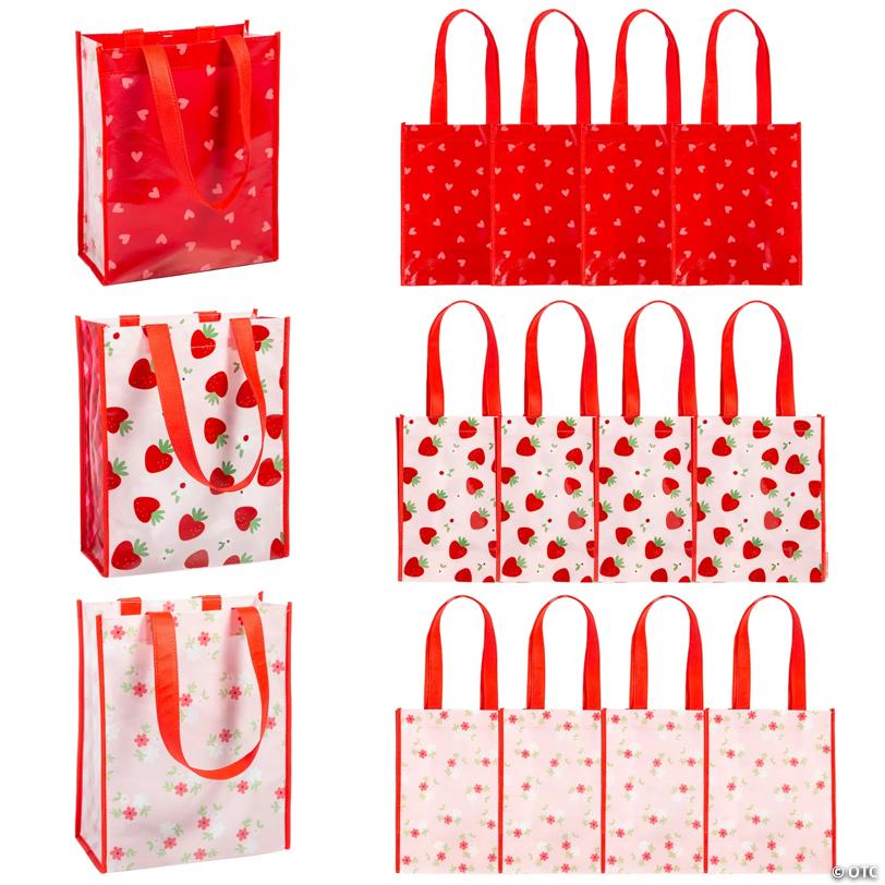 9" x 11" Medium Love in Bloom Laminated Nonwoven Shopper Tote Bags – 12 Pc.