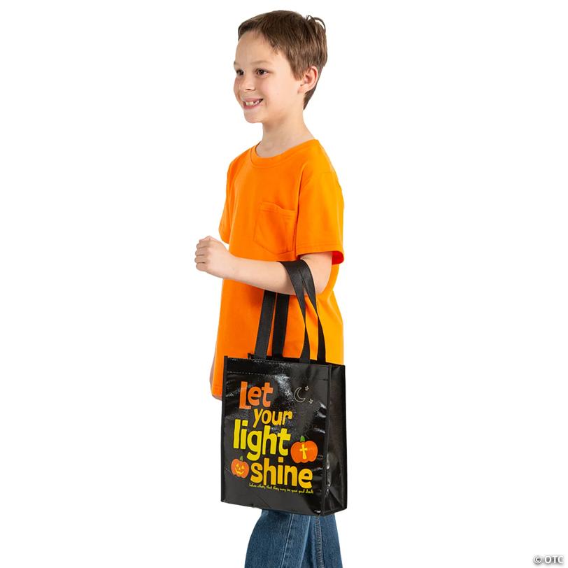 9" x 11" Medium Religious Faith Halloween Laminated Nonwoven Shopper Tote Bags - 12 Pc.