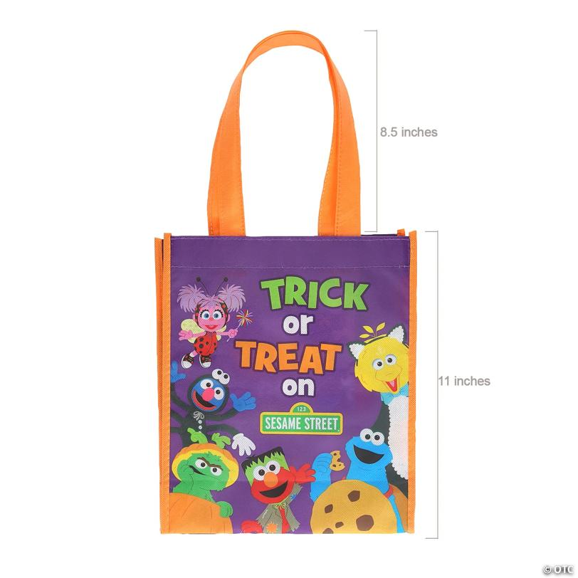 9" x 11" Medium Sesame Street Halloween Laminated Trick-or-Treat Shopper Tote Bags - 12 Pc.