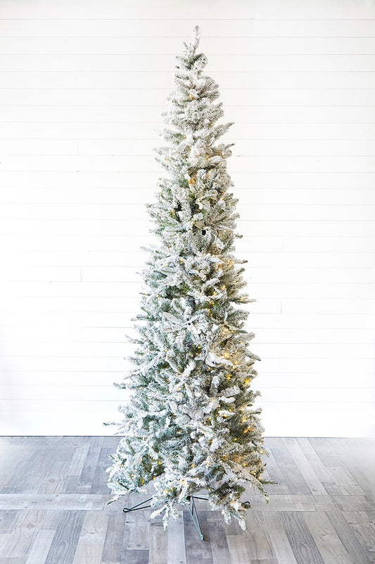 9 Foot Snowcrest Pencil Pine Christmas Tree with 700 Color-Changing LED Lights