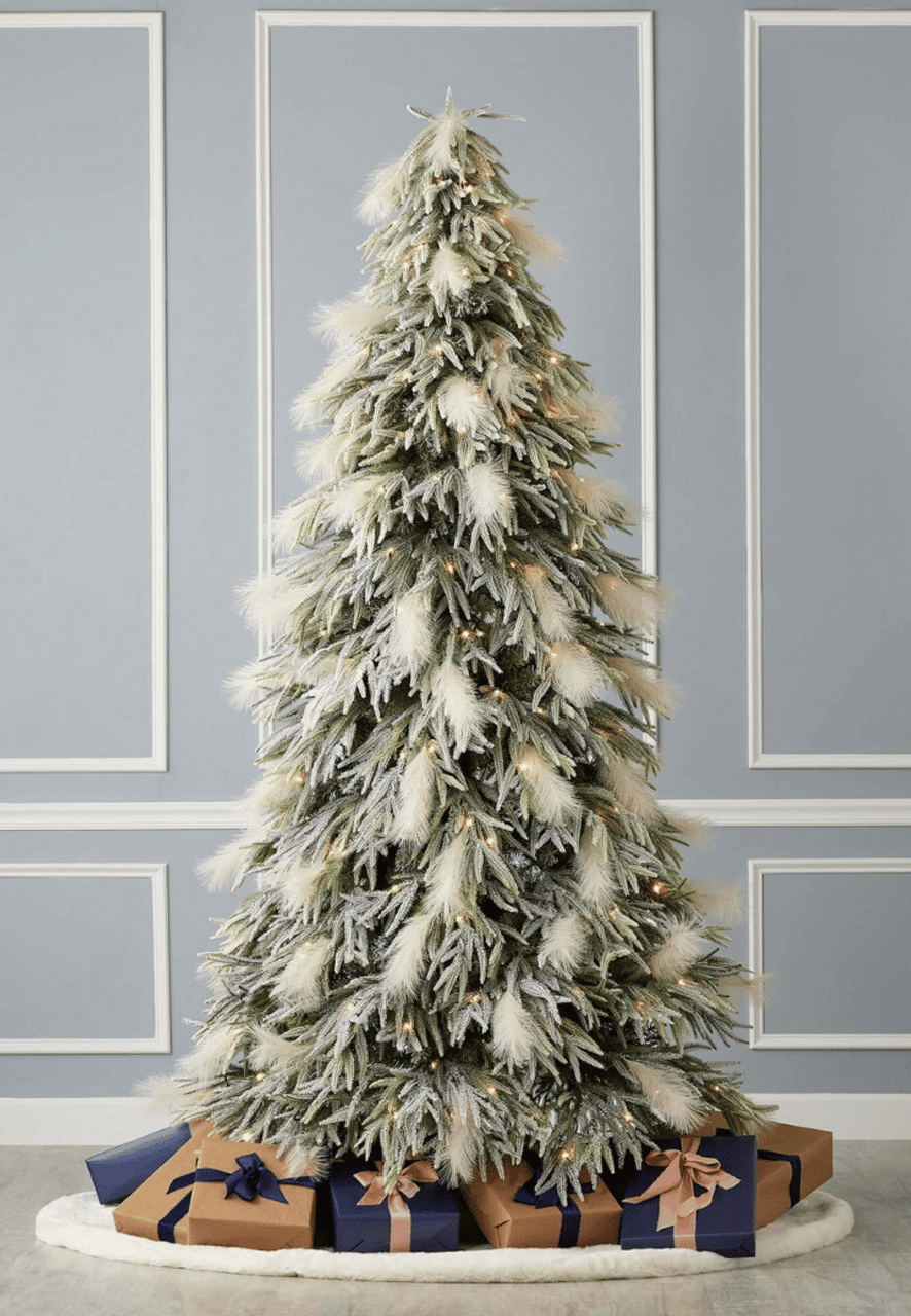 7.5' Pine and Pampas Artificial Christmas Tree with 550 Warm White LED Lights Elegant Textured Holiday Decor