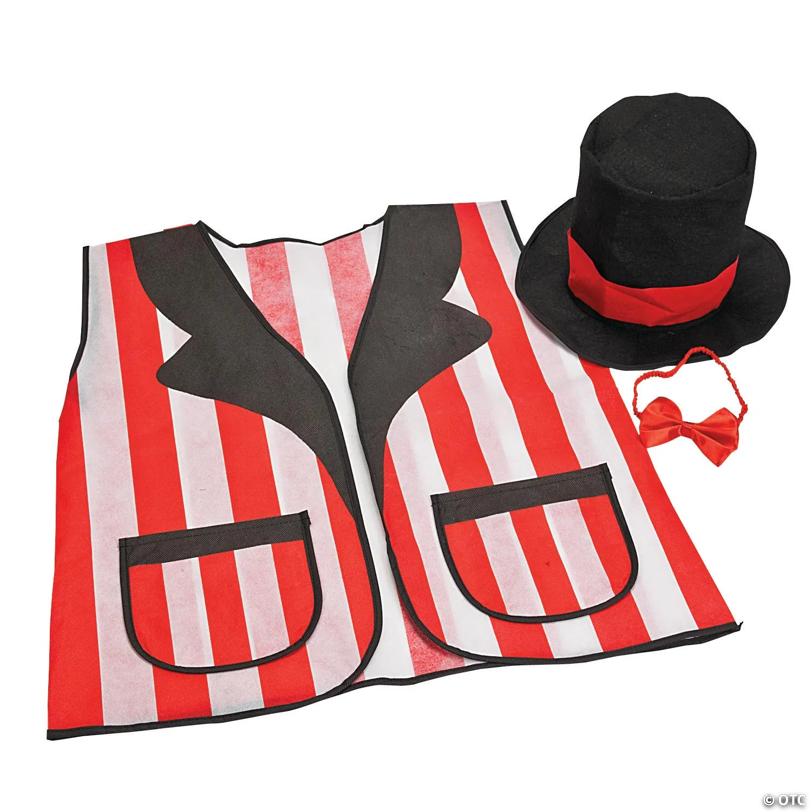 Adults Carnival Game Master Hat & Vest Polyester Costume Set - 3 Pc.