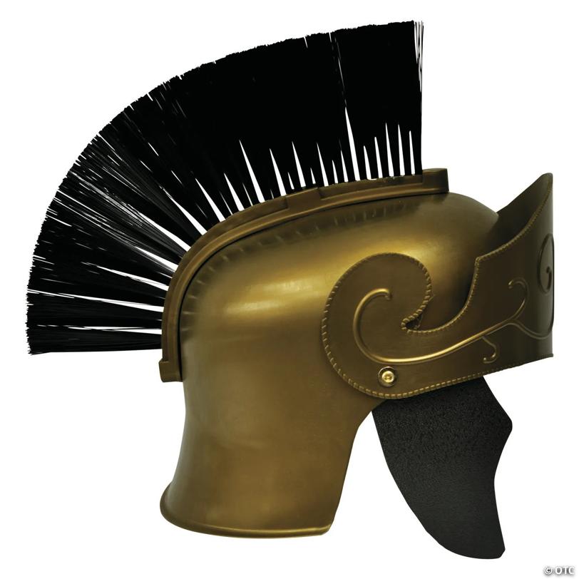 Adults Gold Roman Helmet with Black Brush