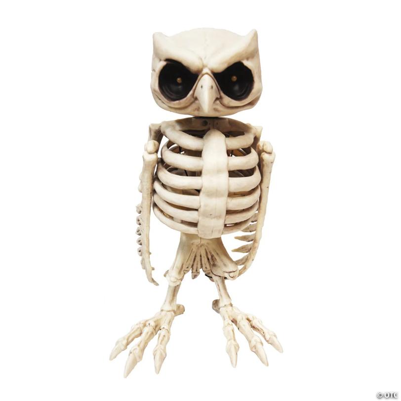 Animated Owl Skeleton Halloween Decoration