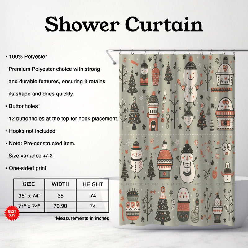 Arctic Snowman Design - Premium Shower Curtain