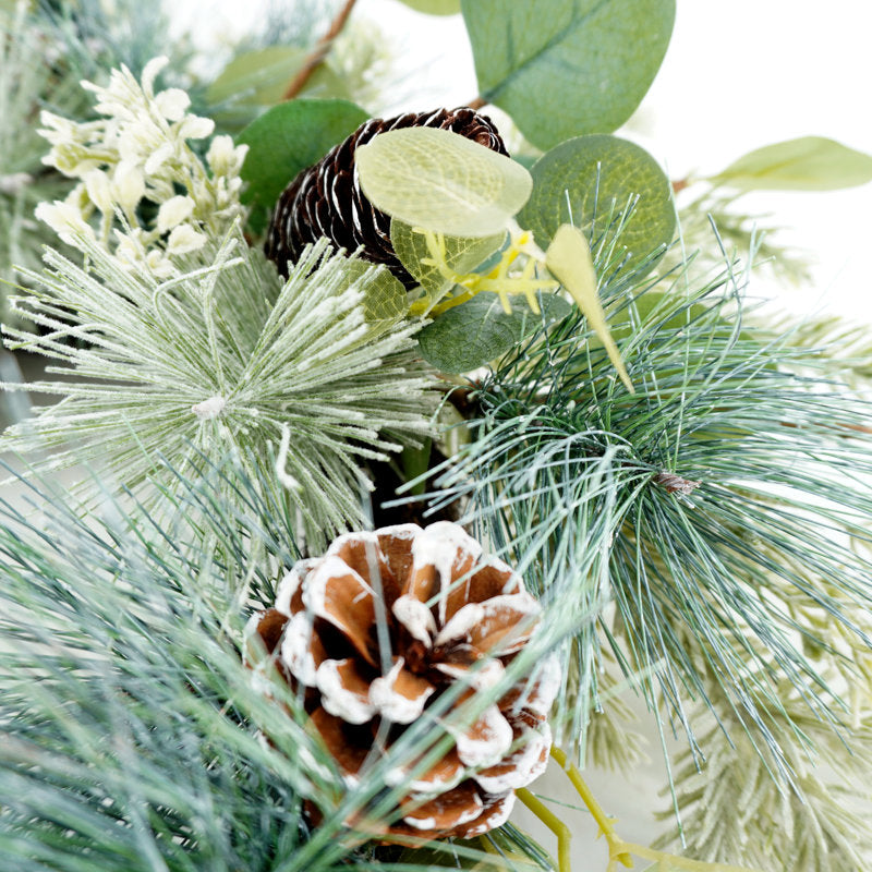 24" Pre-Lit Pine Christmas Wreath as a festive door display
