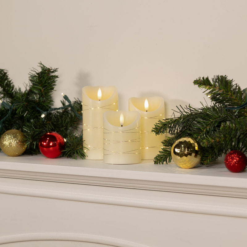 Tall Holiday Tree Shaped Candle with Gold Tips