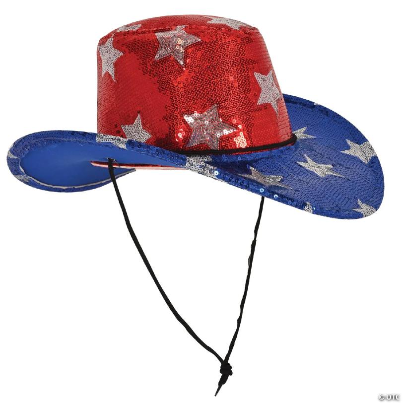 Beistle - Sequined Patriotic Cowboy Hat - 6 Pack