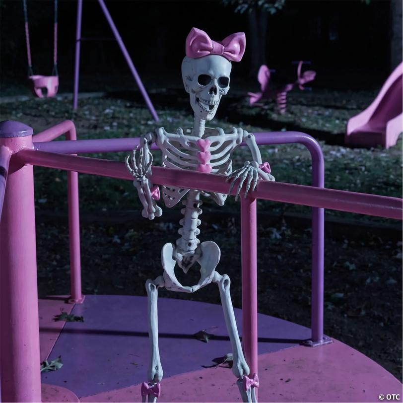 Bella Bones Pink Bows & Hearts Posable Skeleton Halloween Decoration
