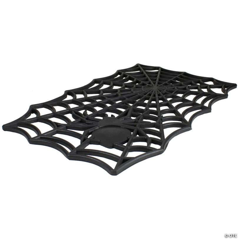 Black Spider Web Rectangular Halloween Doormat 18" x 30
