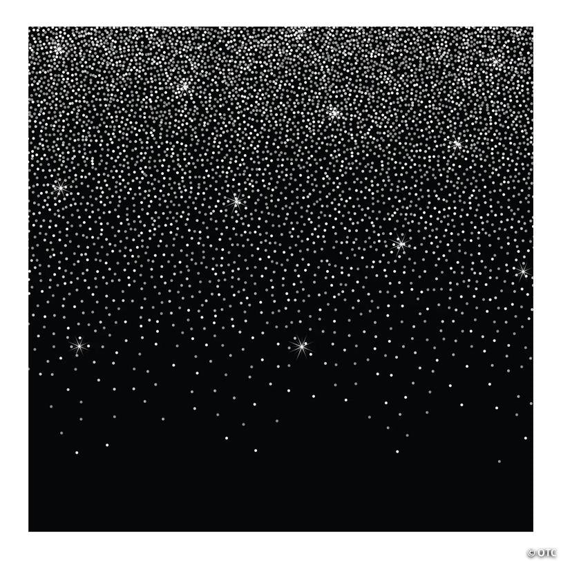 Black and white backdrop banner hung on a wall as a party photo background