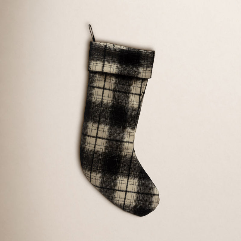 Black and White Plaid Fabric Stocking