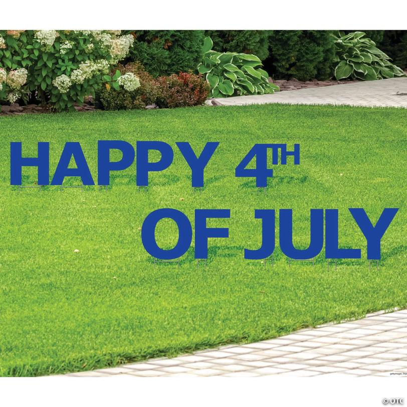 Blue Happy 4th of July Yard Sign