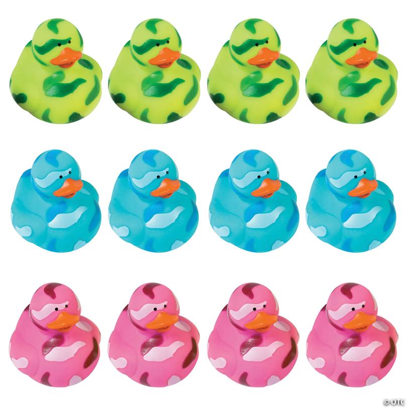 Bright Camo Rubber Ducks - 12 Pc.
