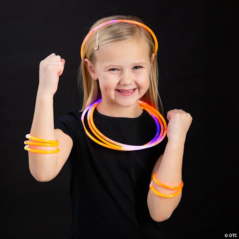 Bulk 100 Pc. Halloween Colors Glow Bracelet & Necklace Assortment