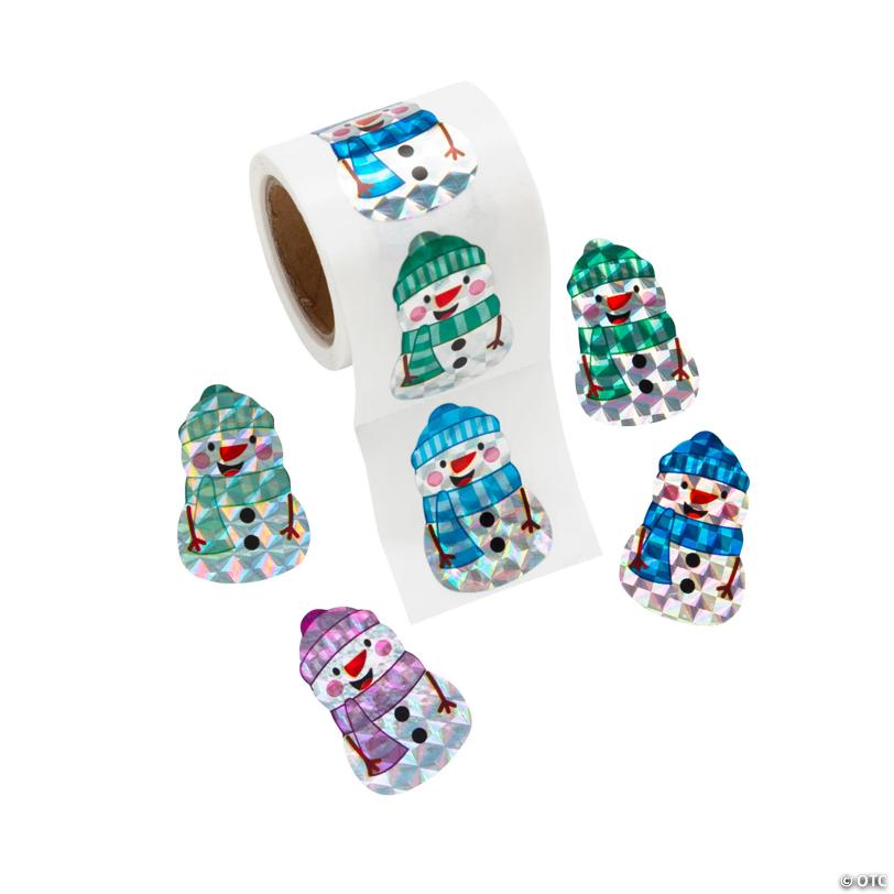 Bulk 100 Pc. Snowman Prism Sticker Roll | USA Decoration®