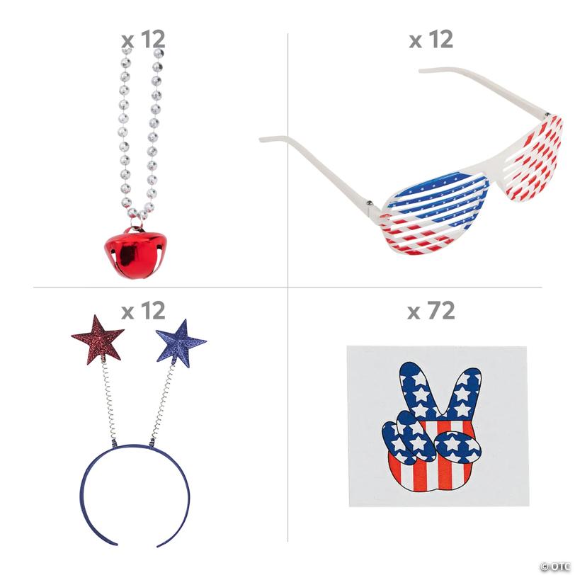 Bulk 108 Pc. Patriotic Accessories Assortment Kit