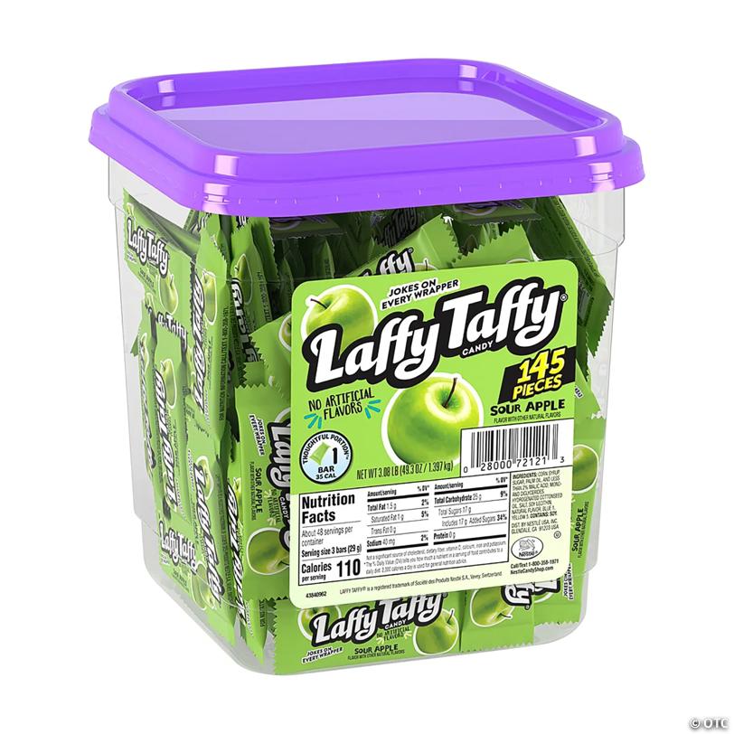 Bulk 145 Pc. Laffy Taffy Sour Apple Mini Bar Tub
