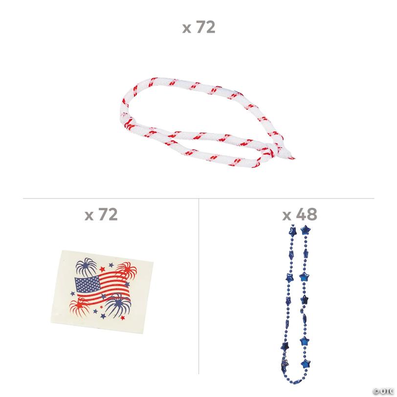 Bulk 192 Pc. Value Patriotic Wearables & Accessories Kit