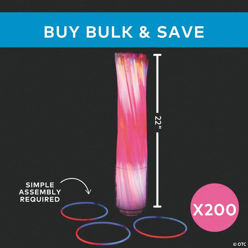 Bulk 200 Pc. Patriotic Glow Tri-Color Necklaces