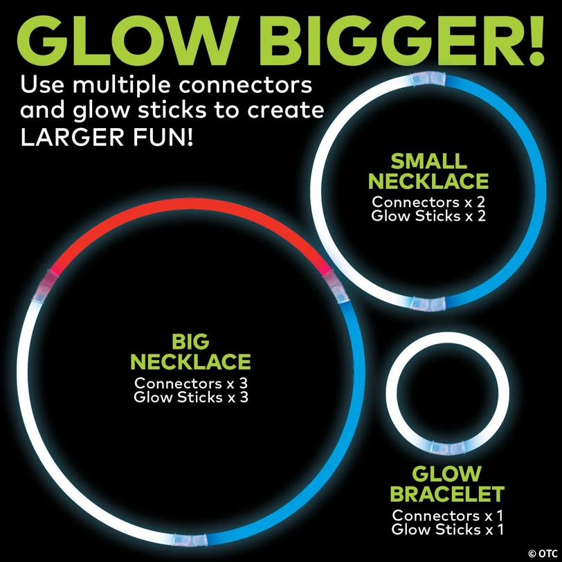 Bulk 300 Pc. Make Your Own Patriotic Glow Stick Bracelets or Necklaces