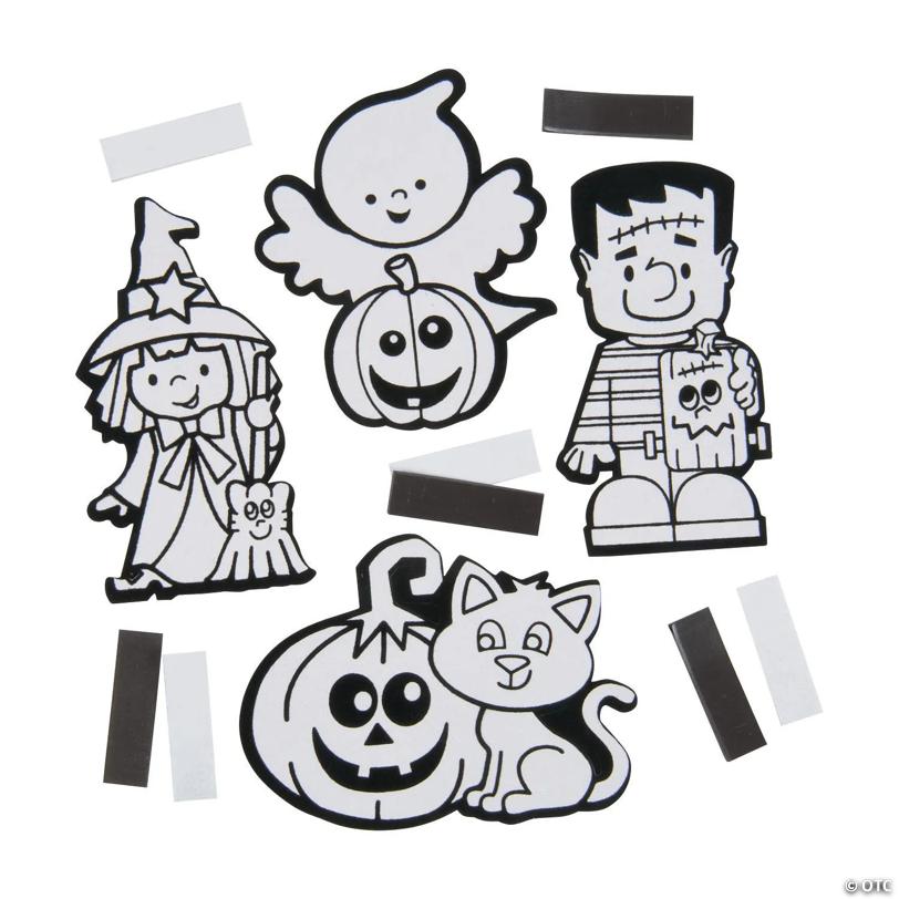 Bulk 44 Pc. Color Your Own Fuzzy Halloween Magnets