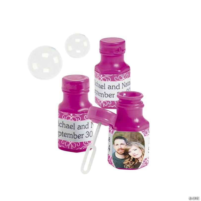 Bulk 48 Pc. Custom Photo Mini Hexagon Bubble Bottles