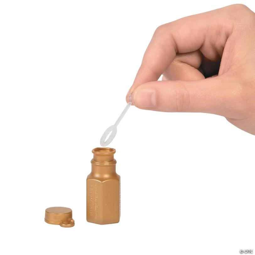 Bulk 48 Pc. Mini Hexagon Gold Bubble Bottles
