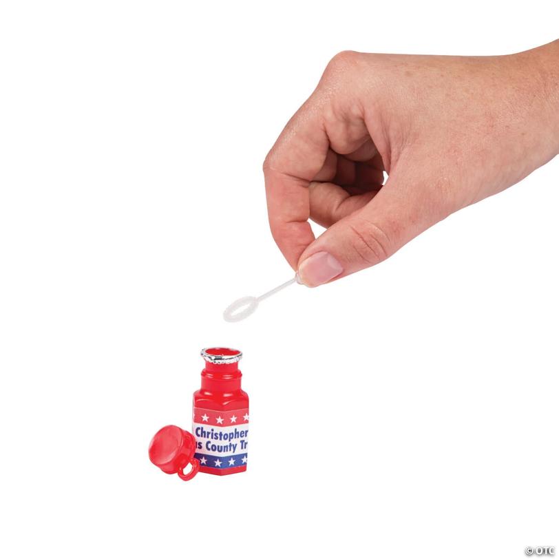 Bulk 48 Pc. Personalized Mini Patriotic Bubble Bottles