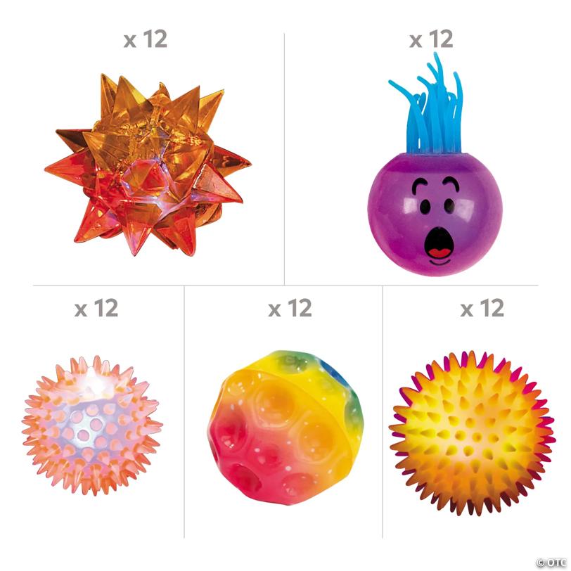 Bulk 60 Pc. Light-Up Bouncy Ball Assortment Kit