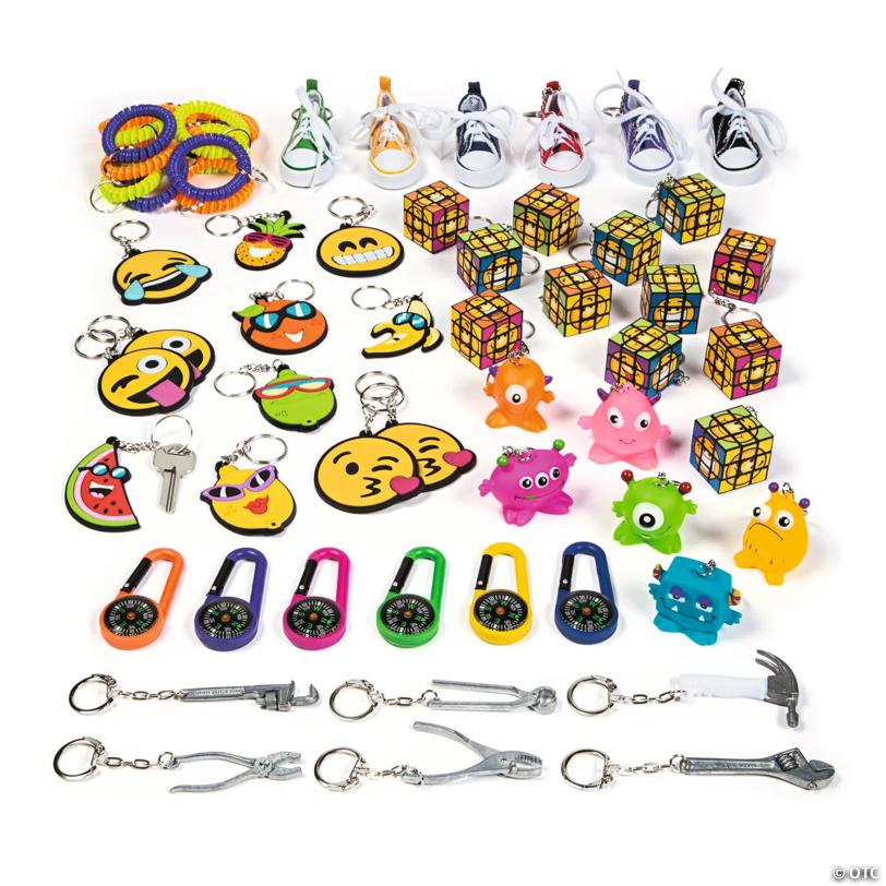 Bulk 60 Pc. Super Fun Styles & Activities Keychain Assortment