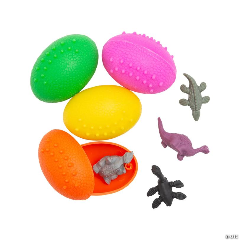 Bulk 72 Pc. Mini 2" Dinosaur-Filled Colorful Plastic Eggs