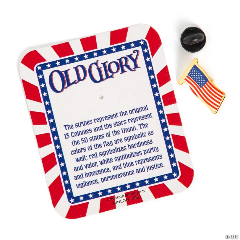 Bulk 72 Pc. The Legend of Old Glory Pins with Card