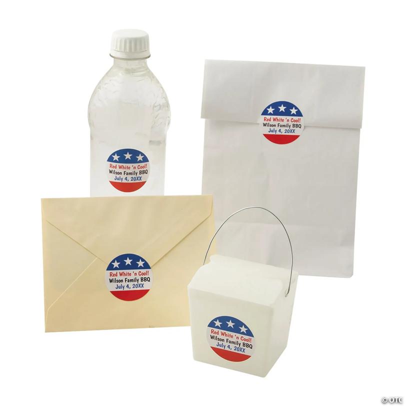 Bulk 80 Pc. Personalized 4th of July Favor Stickers
