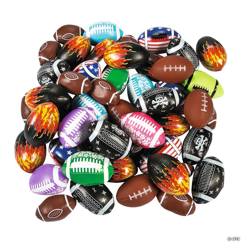 Bulk Mini Football Plastic Footbags Assortment - 50 pc